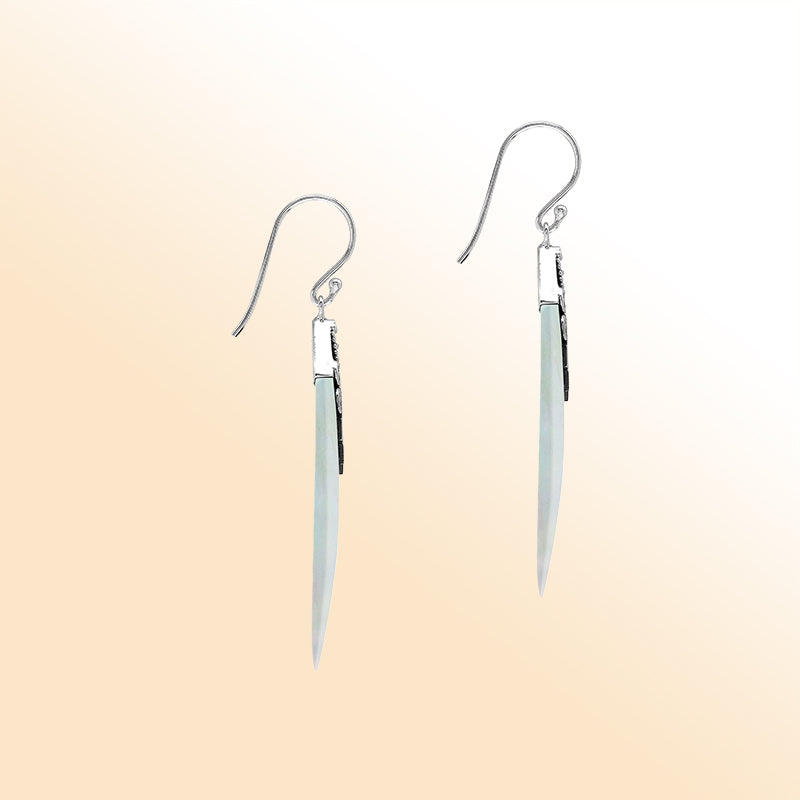 Sterling silver Mother Of Pearl drop earrings handcrafted in Bali