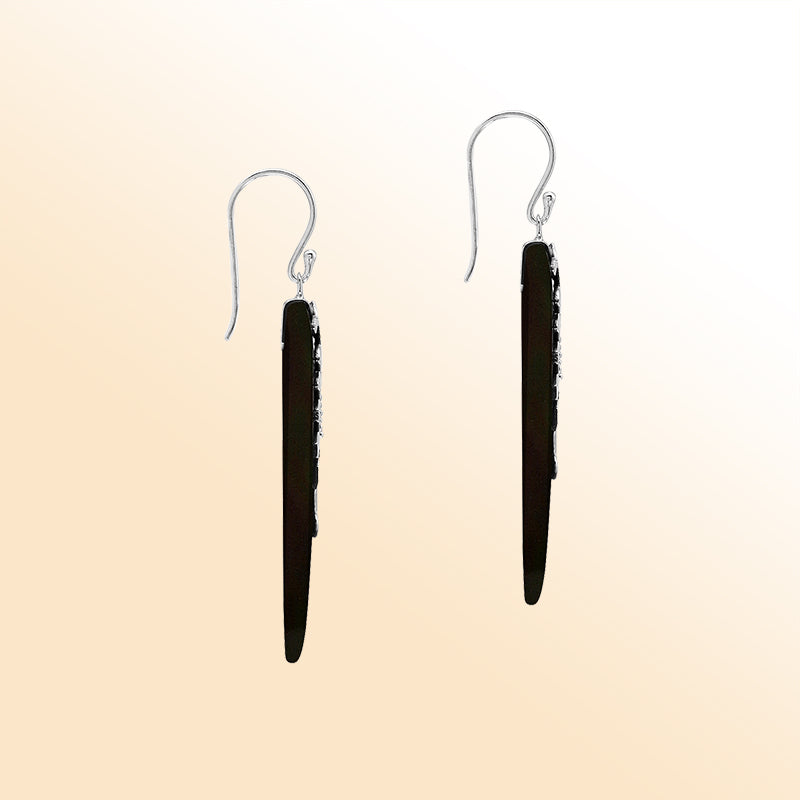 Sterling silver Black Shell drop earrings handcrafted in Bali