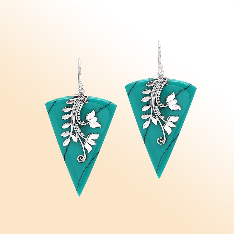 Sterling silver Mother Of Pearl dangle earrings handcrafted in Bali