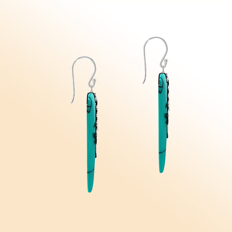 Sterling silver Mother Of Pearl dangle earrings handcrafted in Bali