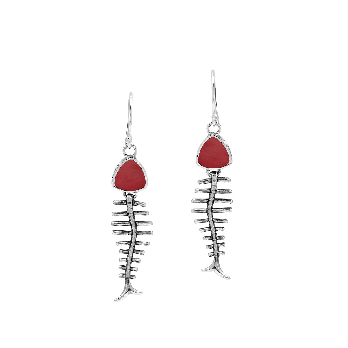 AE-1221-CR Sterling Silver Earring With Coral