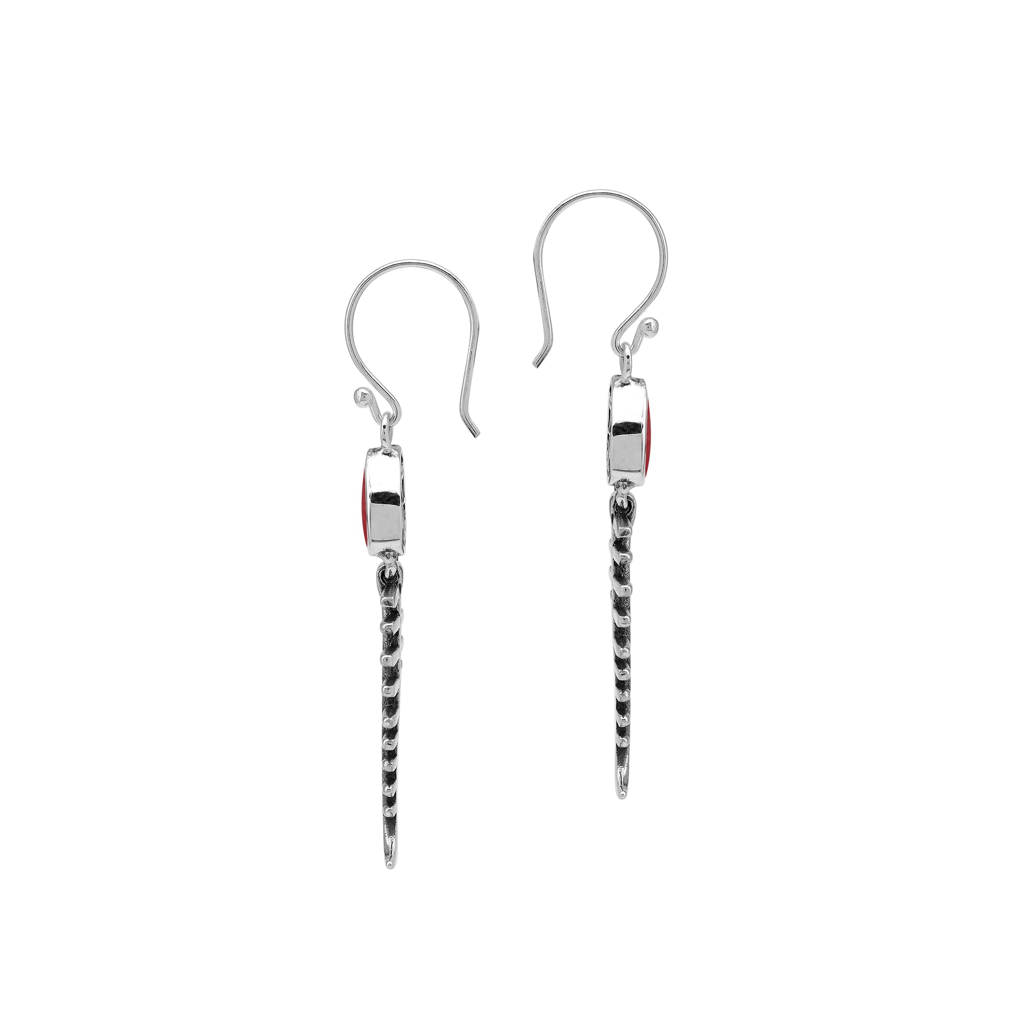 AE-1221-CR Sterling Silver Earring With Coral