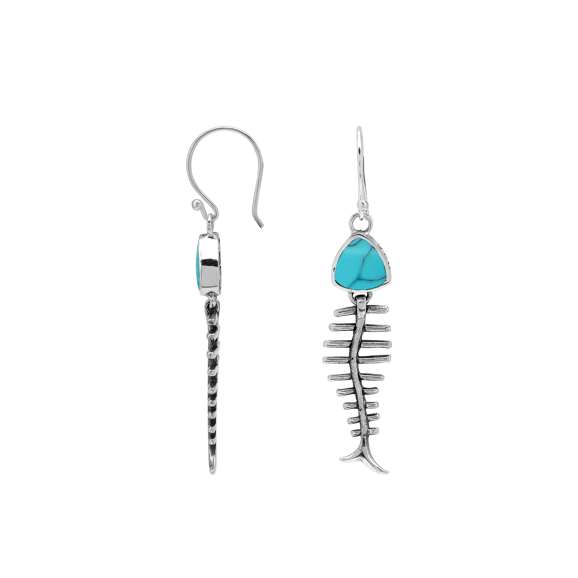 AE-1221-TQ Sterling Silver Earring With Turquoise Shell