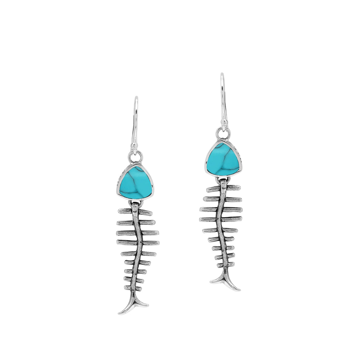 AE-1221-TQ Sterling Silver Earring With Turquoise Shell