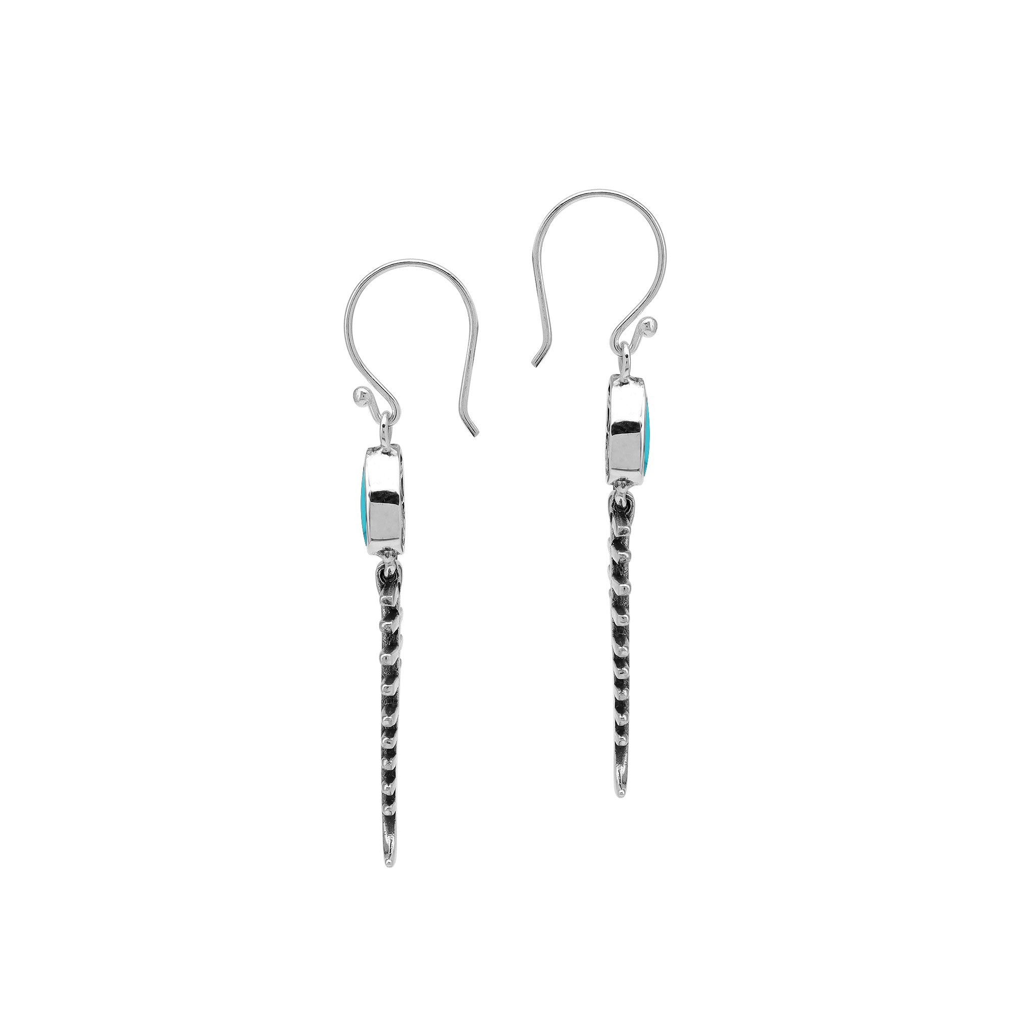 AE-1221-TQ Sterling Silver Earring With Turquoise Shell