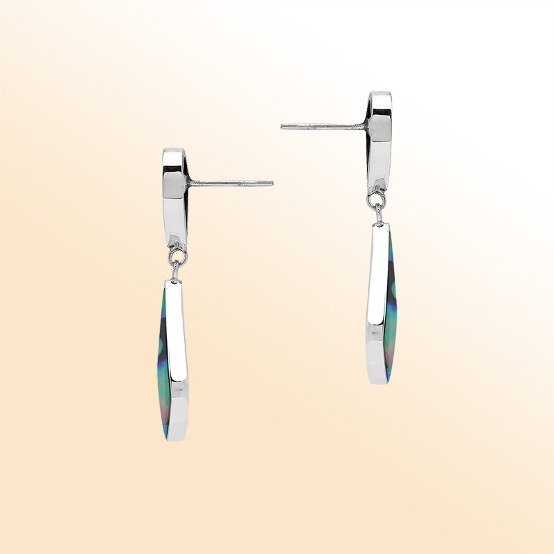 Sterling Silver Abalone Shell Double Drop Artisan Earrings
