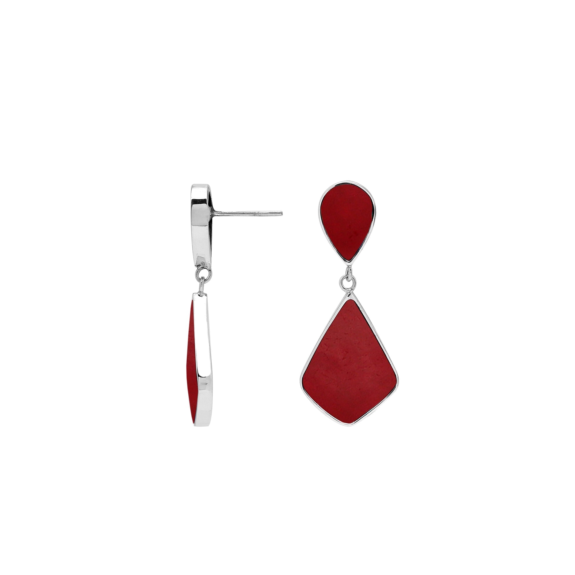 AE-1226-CR Sterling Silver Earring With Coral