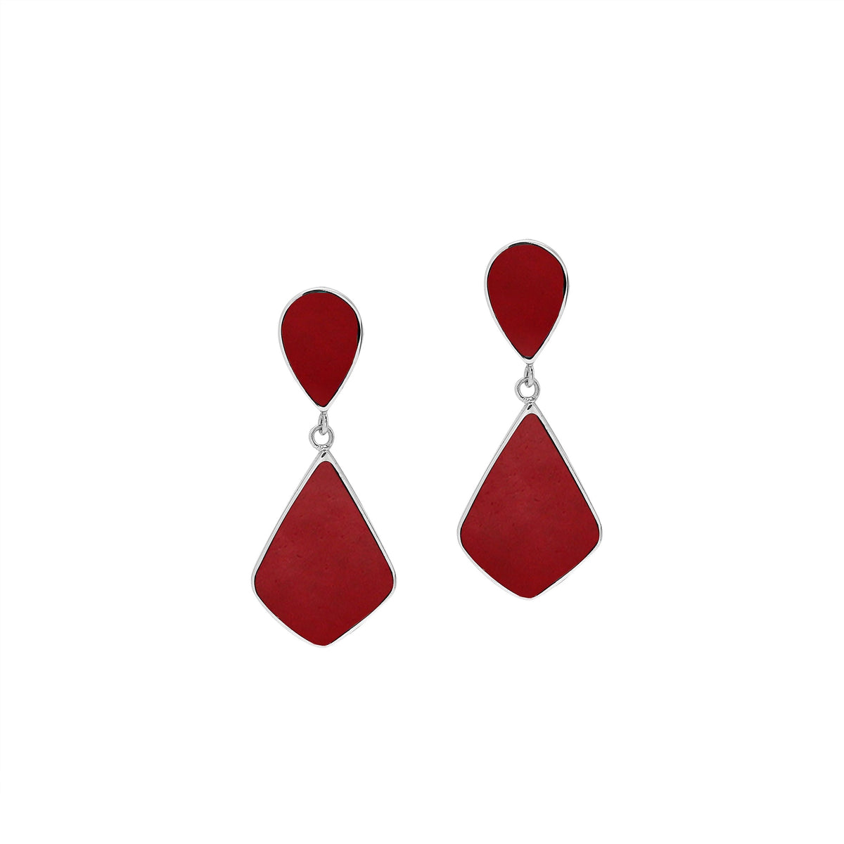 AE-1226-CR Sterling Silver Earring With Coral