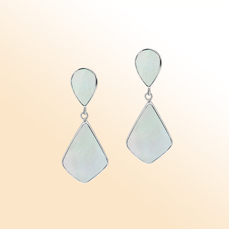 Sterling Silver Mother Of Pearl Double Drop Artisan Earrings
