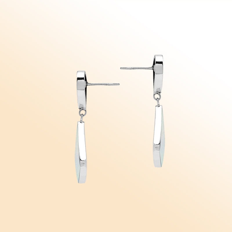 Sterling Silver Mother Of Pearl Double Drop Artisan Earrings