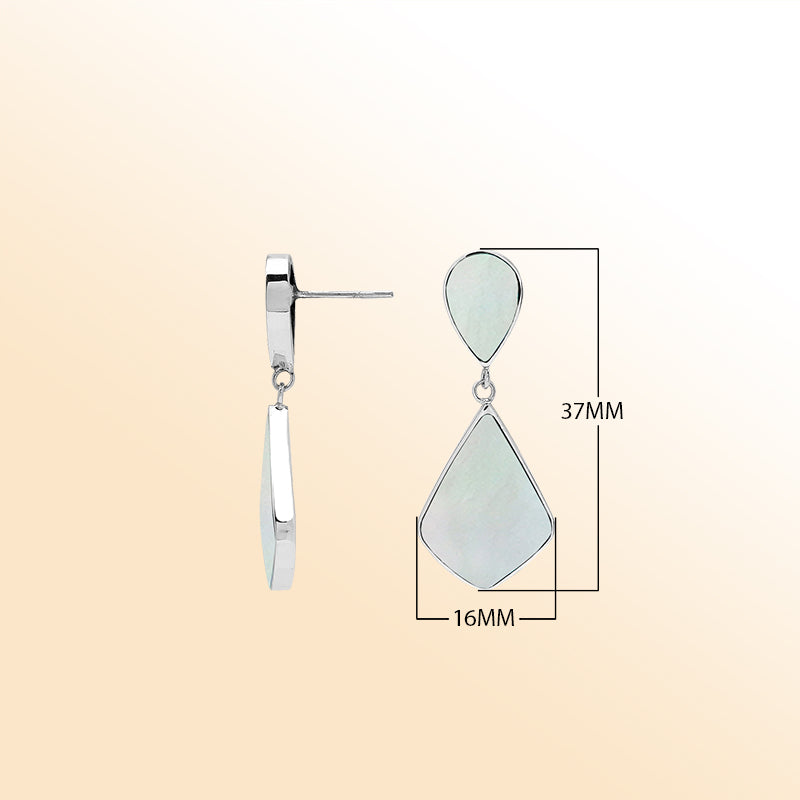 Sterling Silver Mother Of Pearl Double Drop Artisan Earrings
