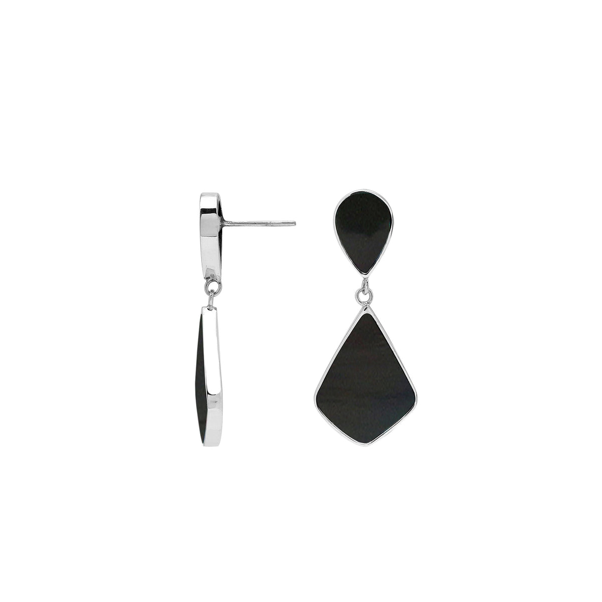 AE-1226-SHB Sterling Silver Earring With Black Shell