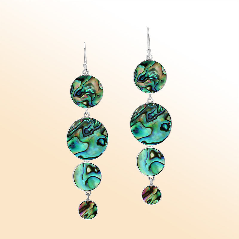 Sterling Silver Abalone Shell Cascade Circle Earrings For Boutique Jewelry Collections
