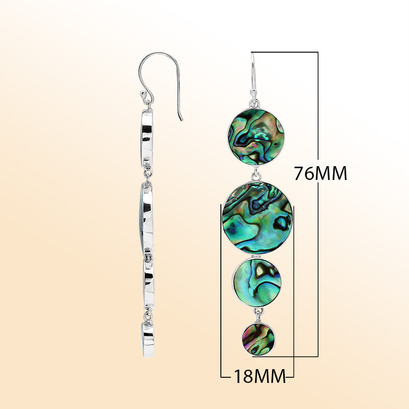 Sterling Silver Abalone Shell Cascade Circle Earrings For Boutique Jewelry Collections