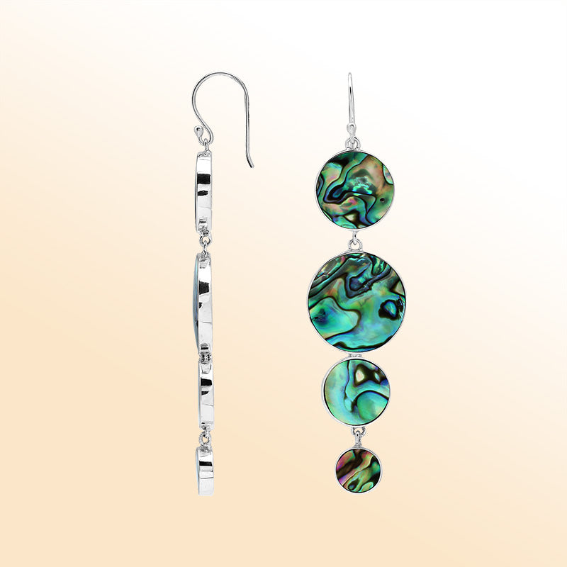 Sterling Silver Abalone Shell Cascade Circle Earrings For Boutique Jewelry Collections