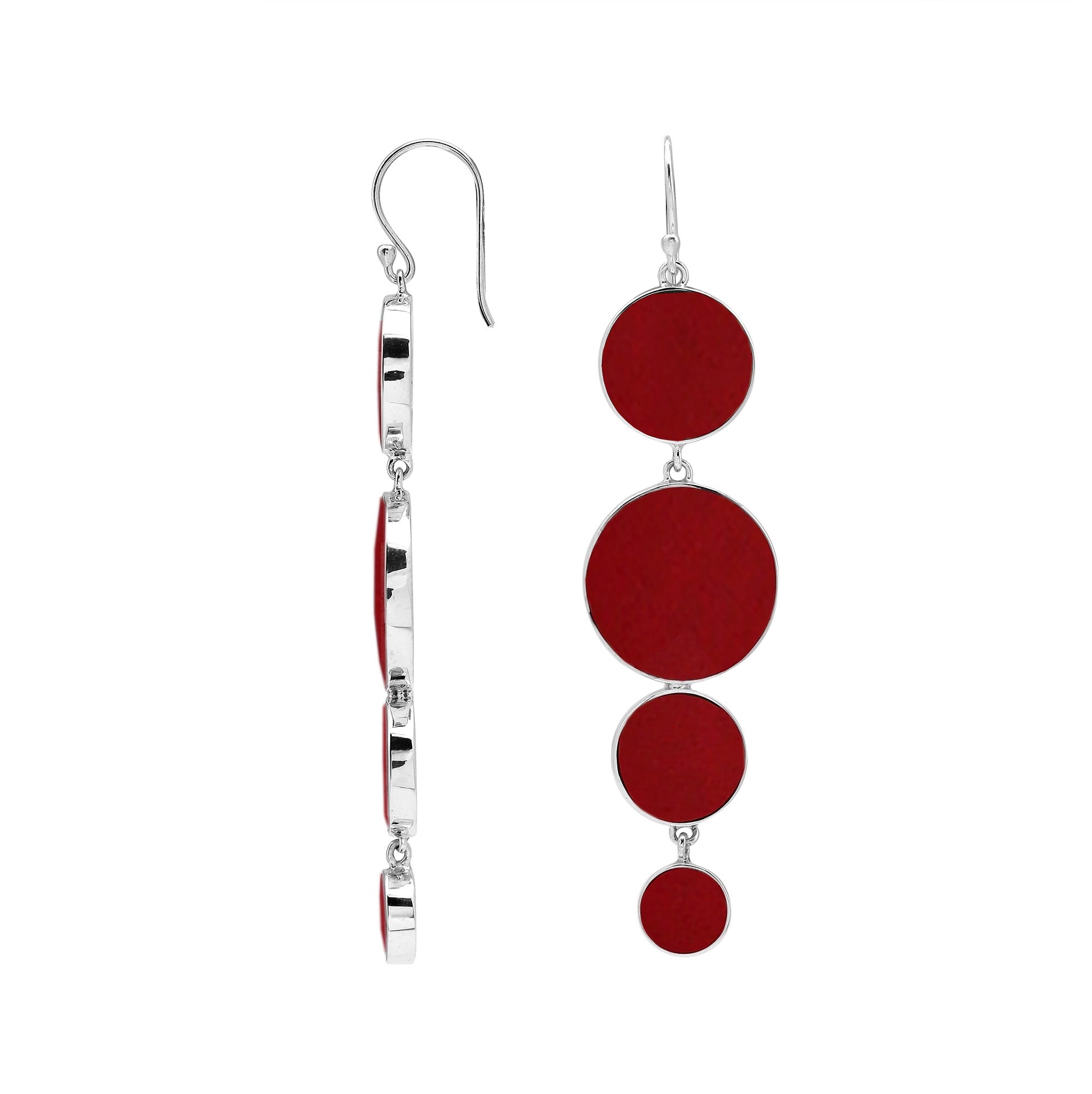 AE-1227-CR Sterling Silver Earring With Coral