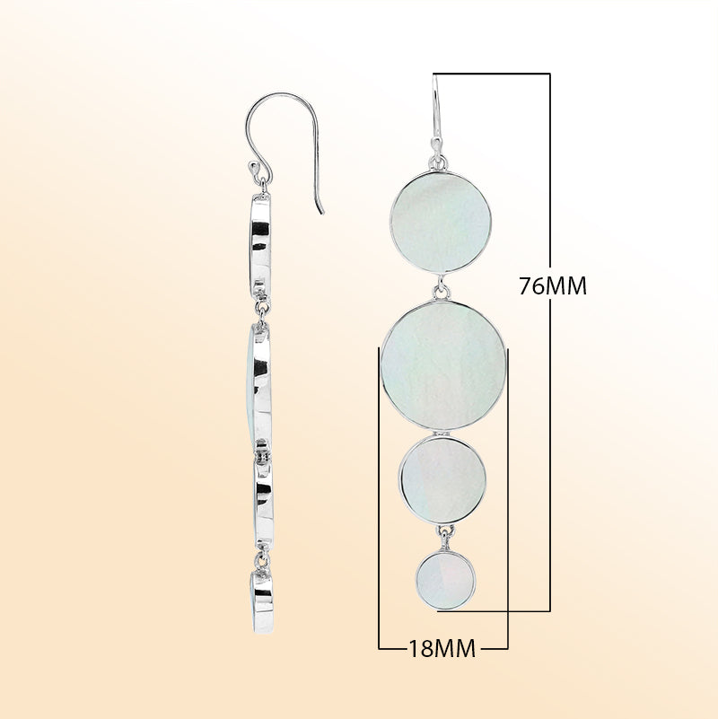 Sterling Silver Mother Of Pearl Cascade Circle Earrings For Boutique Jewelry Collections
