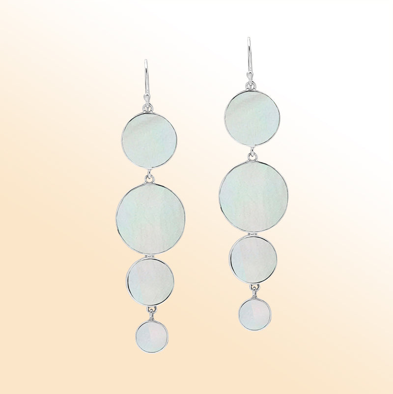 Sterling Silver Mother Of Pearl Cascade Circle Earrings For Boutique Jewelry Collections