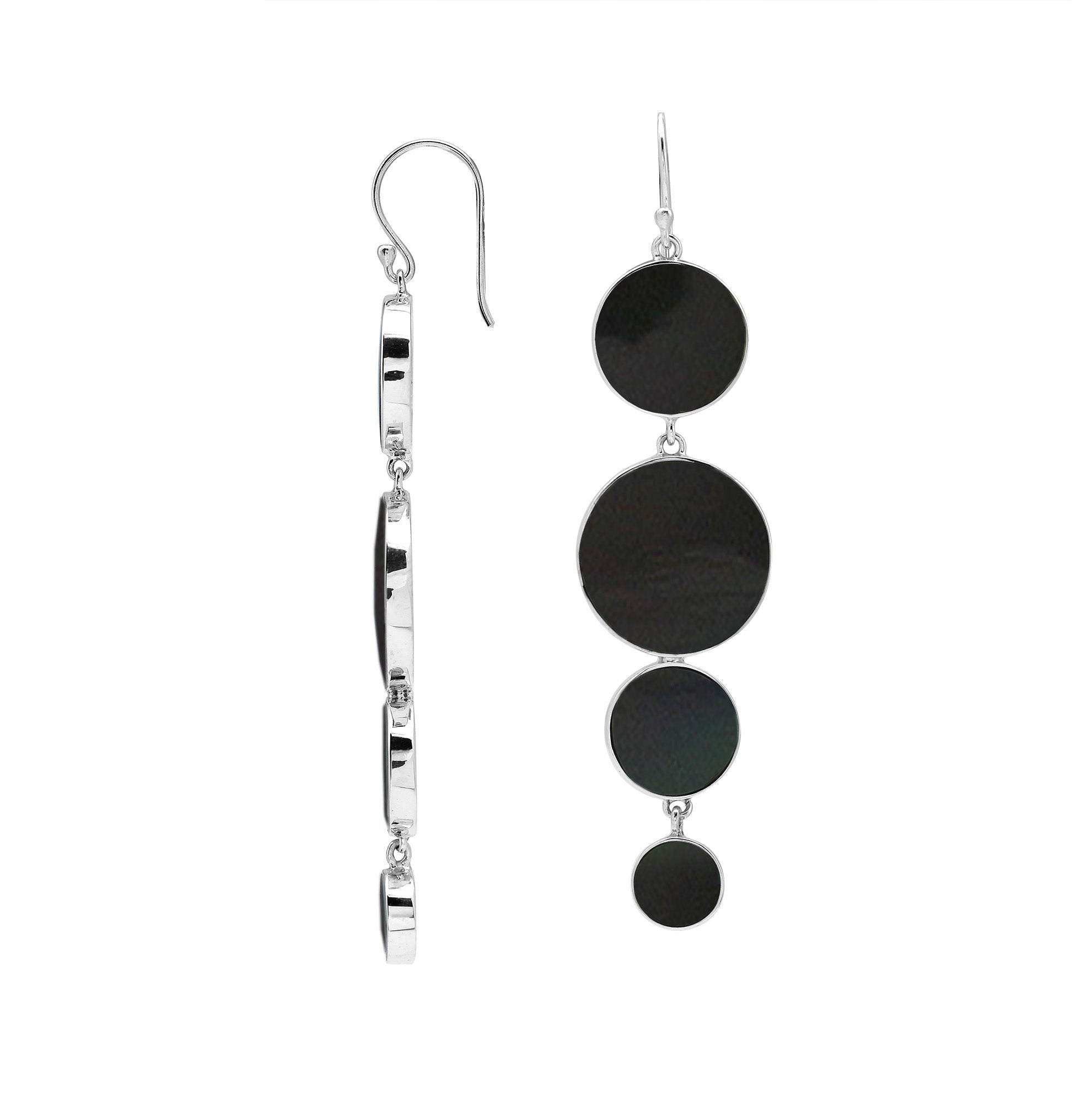 AE-1227-SHB Sterling Silver Earring With Black Shell