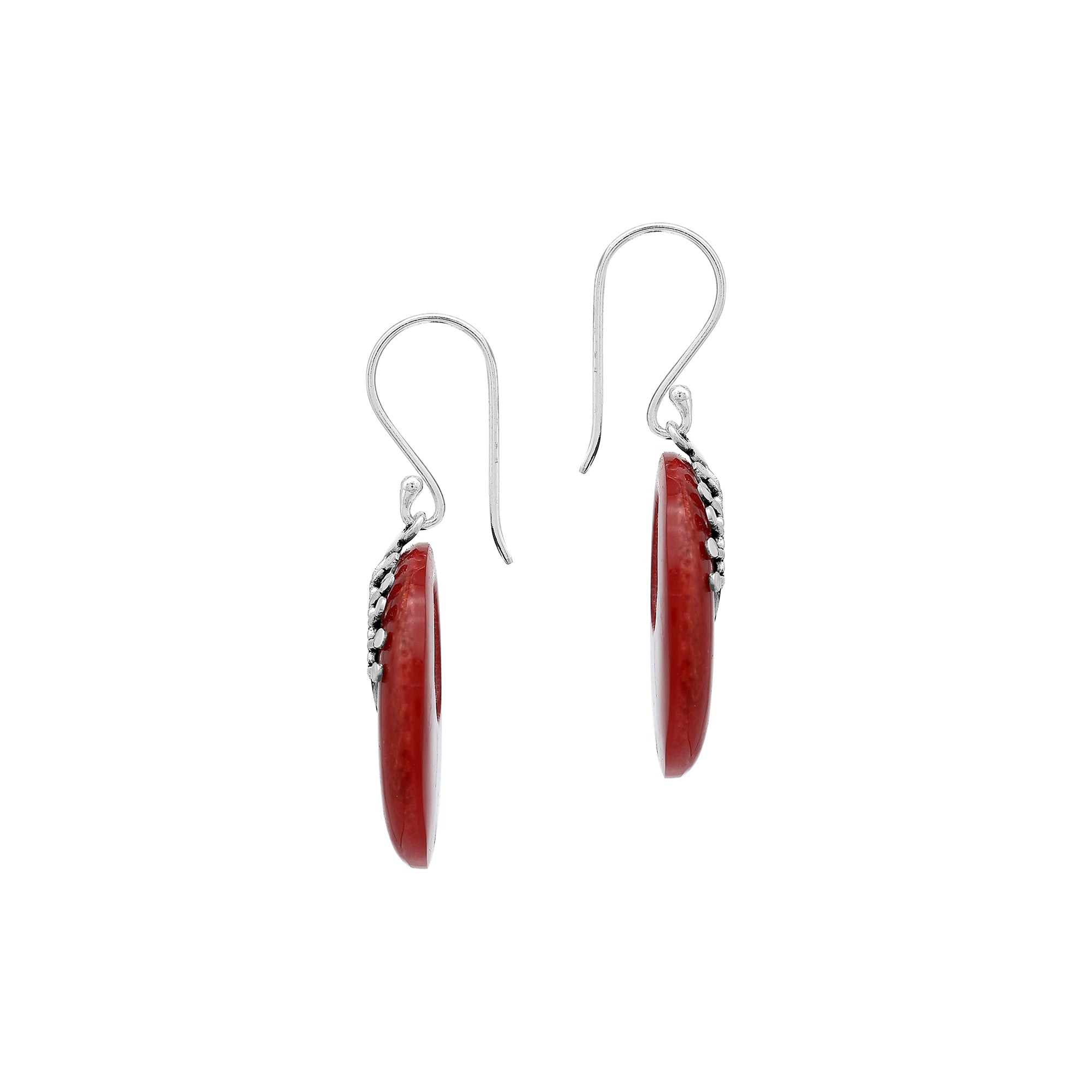 AE-1228-CR Sterling Silver Earring With Coral