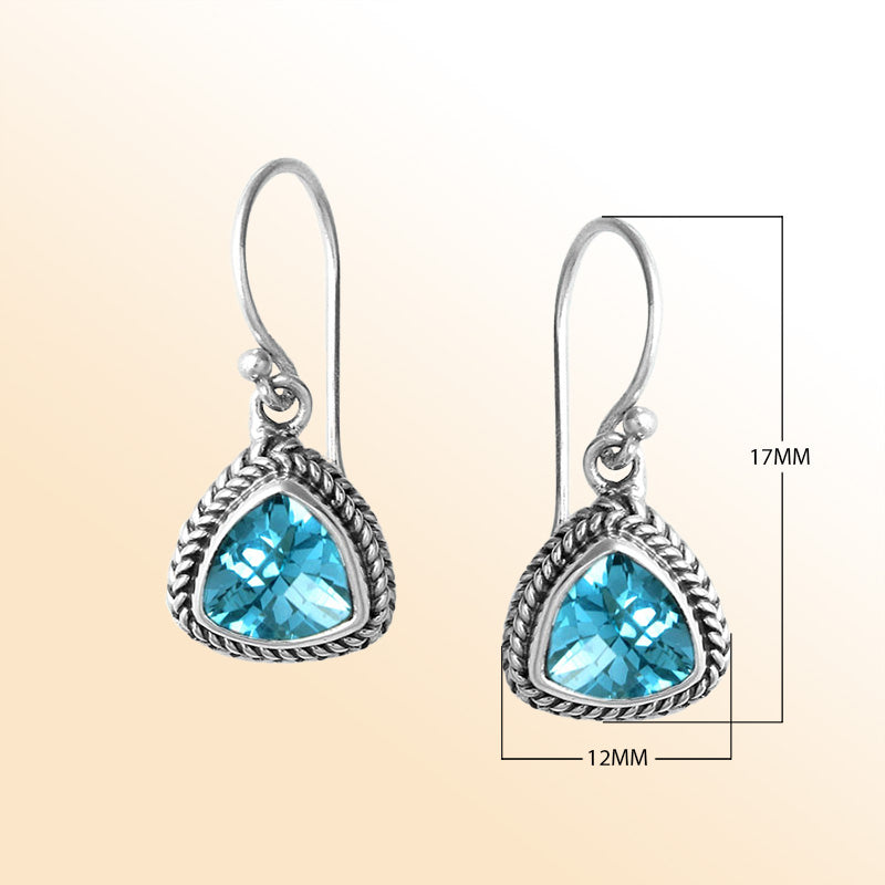 Blue Topaz Quartz rope-frame sterling silver earrings