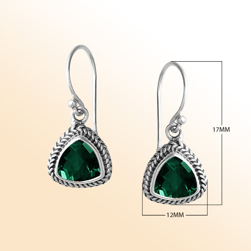 Green Quartz rope-frame sterling silver earrings