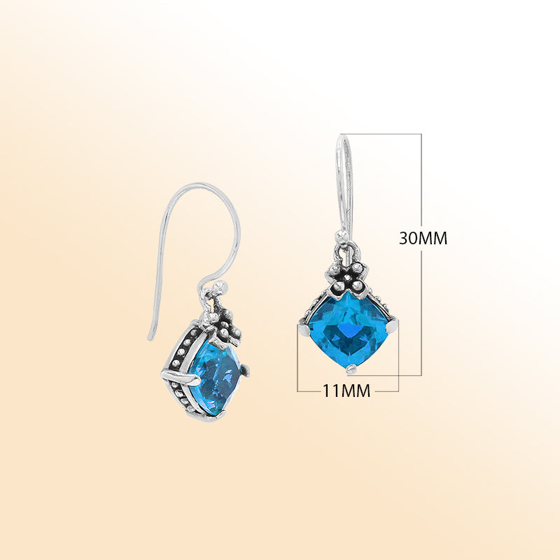 Blue Topaz Quartz floral-accent Sterling Silver earrings
