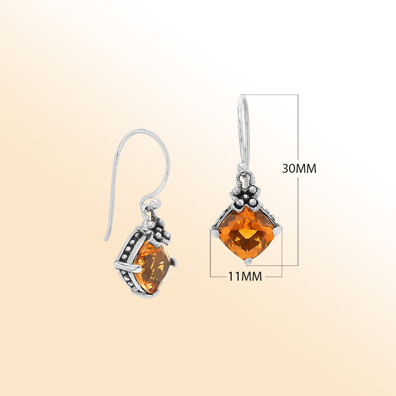 Citrine Quartz floral-accent Sterling Silver earrings