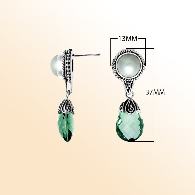 Mabe Pearl and Green Quartz Sterling Silver earrings