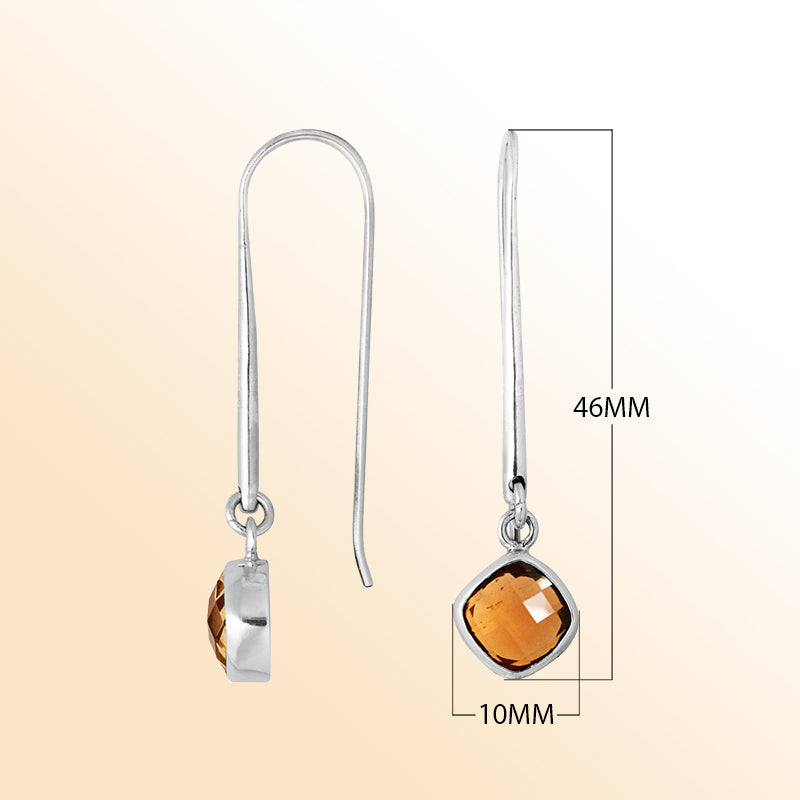 Handcrafted sterling silver earrings featuring glowing Citrine Quartz stone