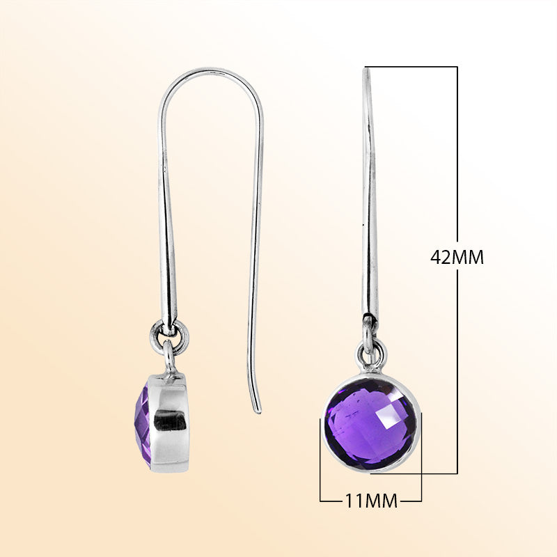 Handcrafted sterling silver drop earrings featuring Amethyst Quartz stone