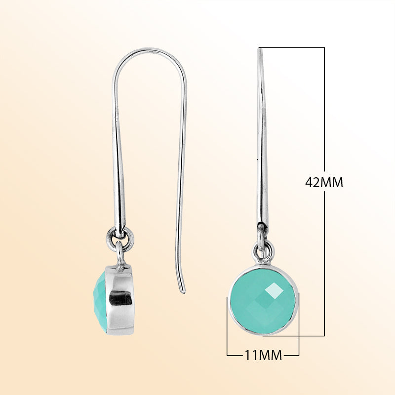 Handcrafted sterling silver earrings featuring round Green Chalcadoney stone