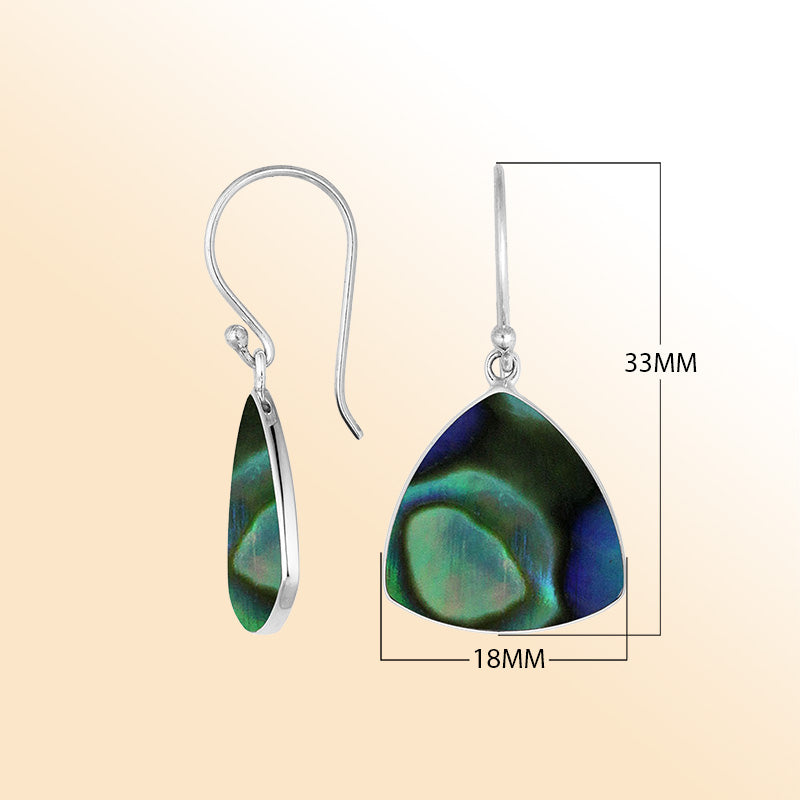 Elegant trilliant sterling silver earrings with iridescent Abalone Shell for women