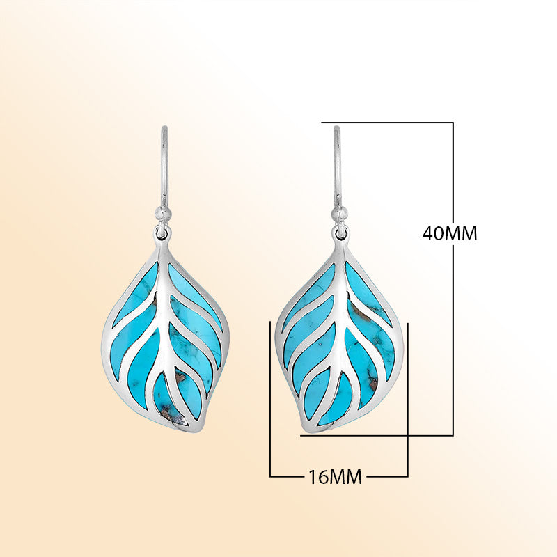 AE-6252-TQ Sterling Silver Earring With Turquoise Jewelry Bali Designs Inc 