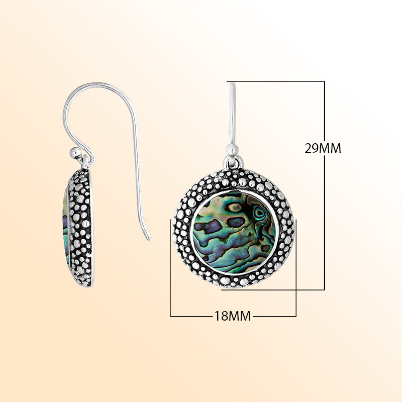 AE-6280-AB Sterling Silver Round Shape Earring With Abalone Shell Jewelry Bali Designs Inc 