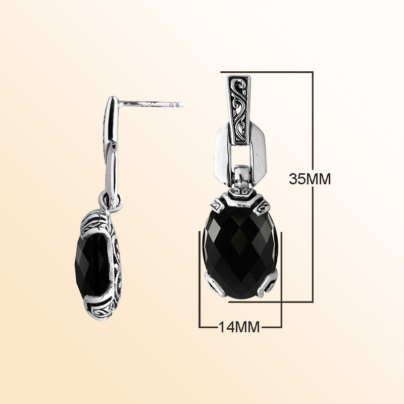 Sterling Silver Green Amethyst Quartz Meadow Drop Earrings With Balinese Artistic Detailing