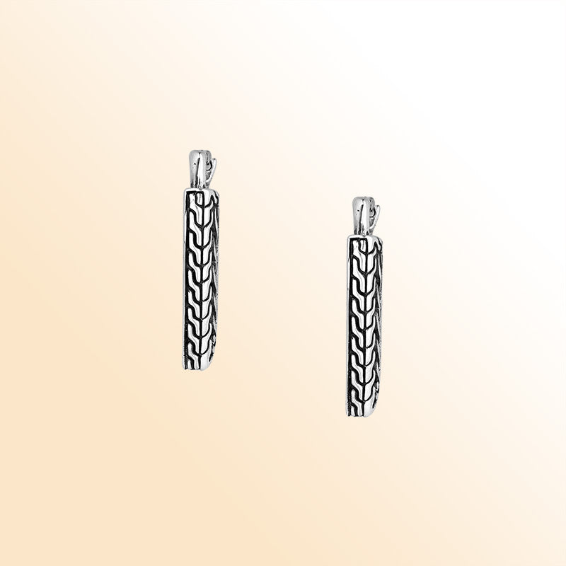 Sterling Silver V-Shaped Tribal Pathway Earrings With Balinese Artistic Geometry