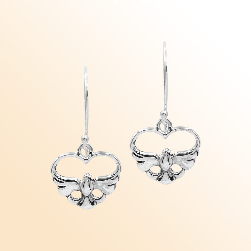 Sterling Silver Curved Heartleaf Artisan Elegance Hook Earrings With Polished Finish And Balinese Craftsmanship