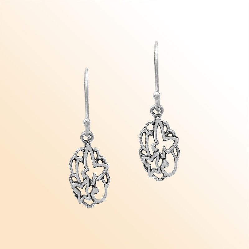 Sterling Silver Marquise Flow Polished Dangle Earrings Handcrafted In Bali