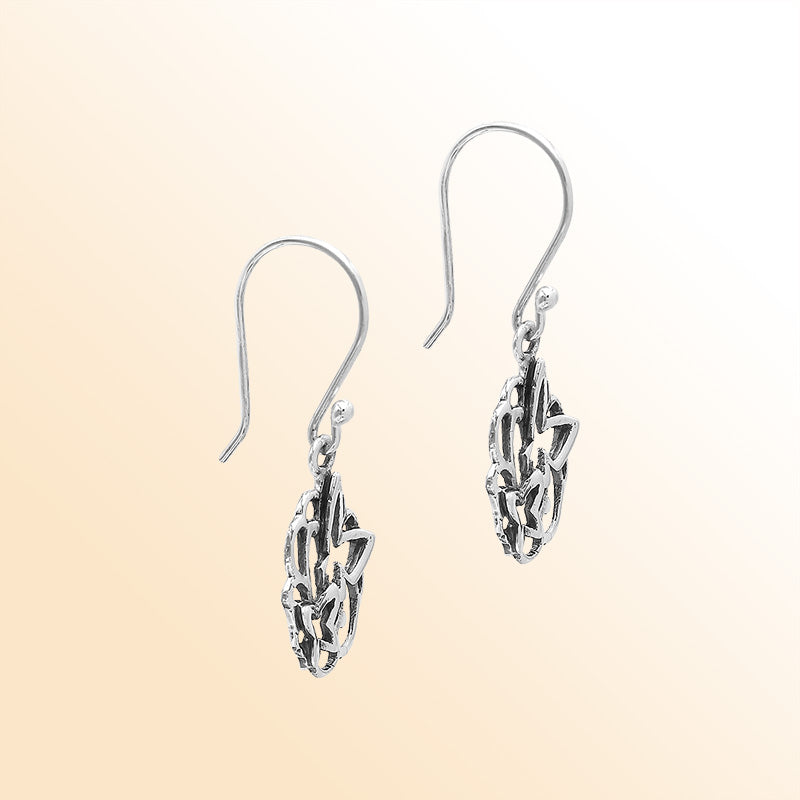 Sterling Silver Marquise Flow Polished Dangle Earrings Handcrafted In Bali