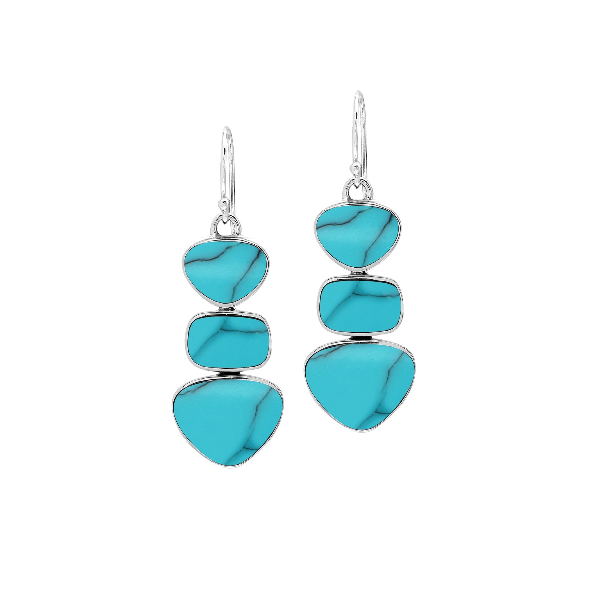AE-6346-TQ Sterling Silver Earring With Turquoise Shell