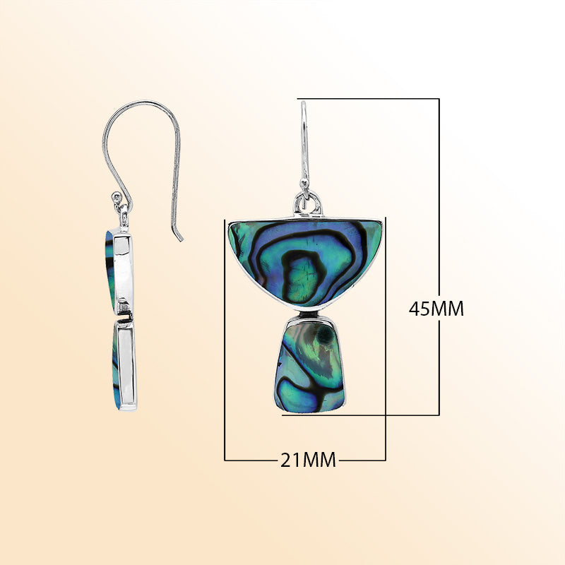 Sterling Silver Abalone Shell Ocean Muse Half Moon Drop Handmade Earrings
