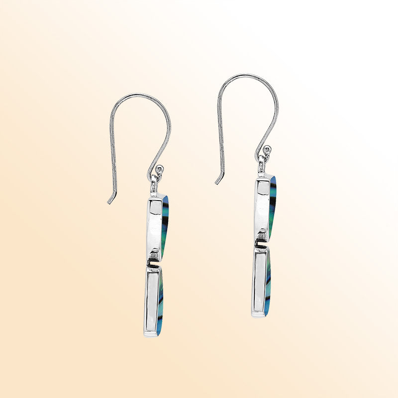 Sterling Silver Abalone Shell Ocean Muse Half Moon Drop Handmade Earrings