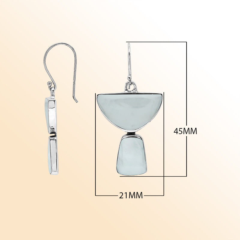 Sterling Silver Mother Of Pearl Lunar Glow Half Moon Handmade Drop Earrings