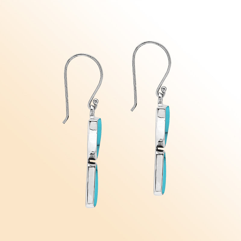 Sterling Silver Turquoise Shell Coastal Breeze Half Moon Handmade Drop Earrings