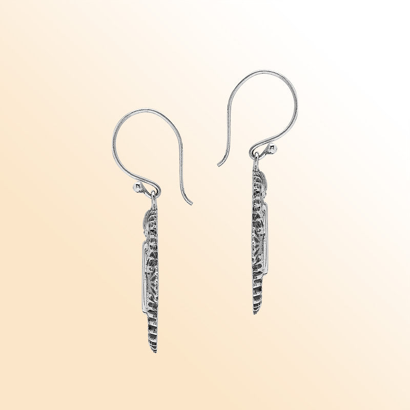 Sterling Silver Seahorse Dangle Earrings With Mother Of Pearl Inlay