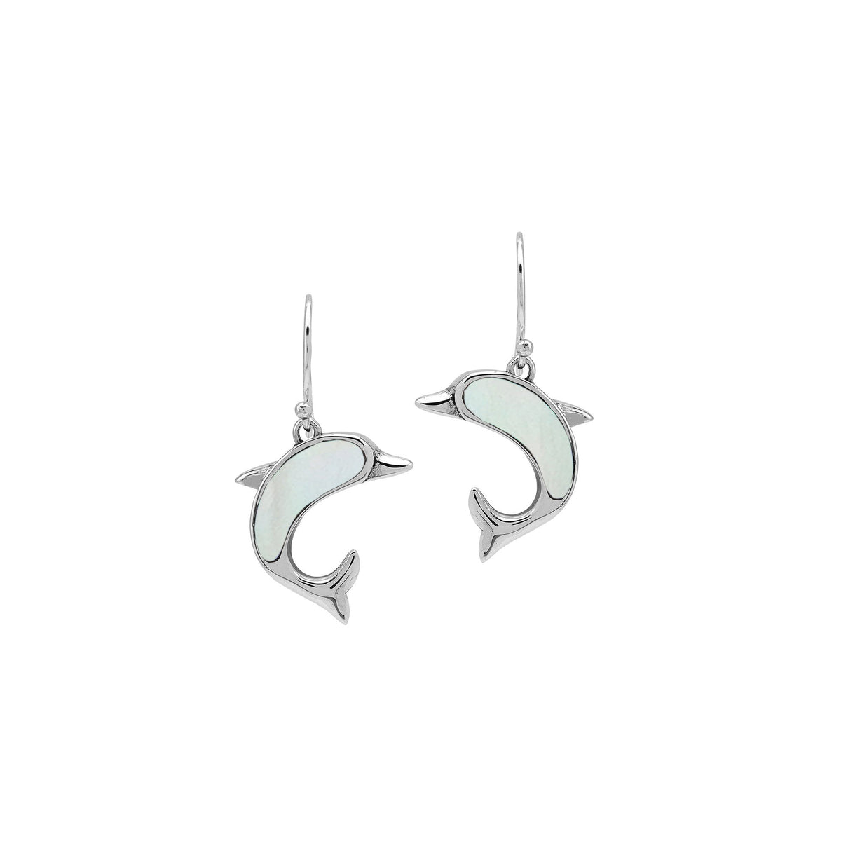 AE-6354-MOP Sterling Silver Dolphin Shape Earring With Mother of Pearl