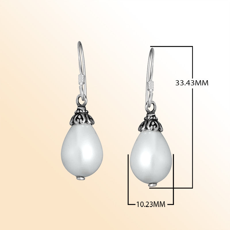 Sterling Silver Teardrop Earrings With Mabe Pearl Accents