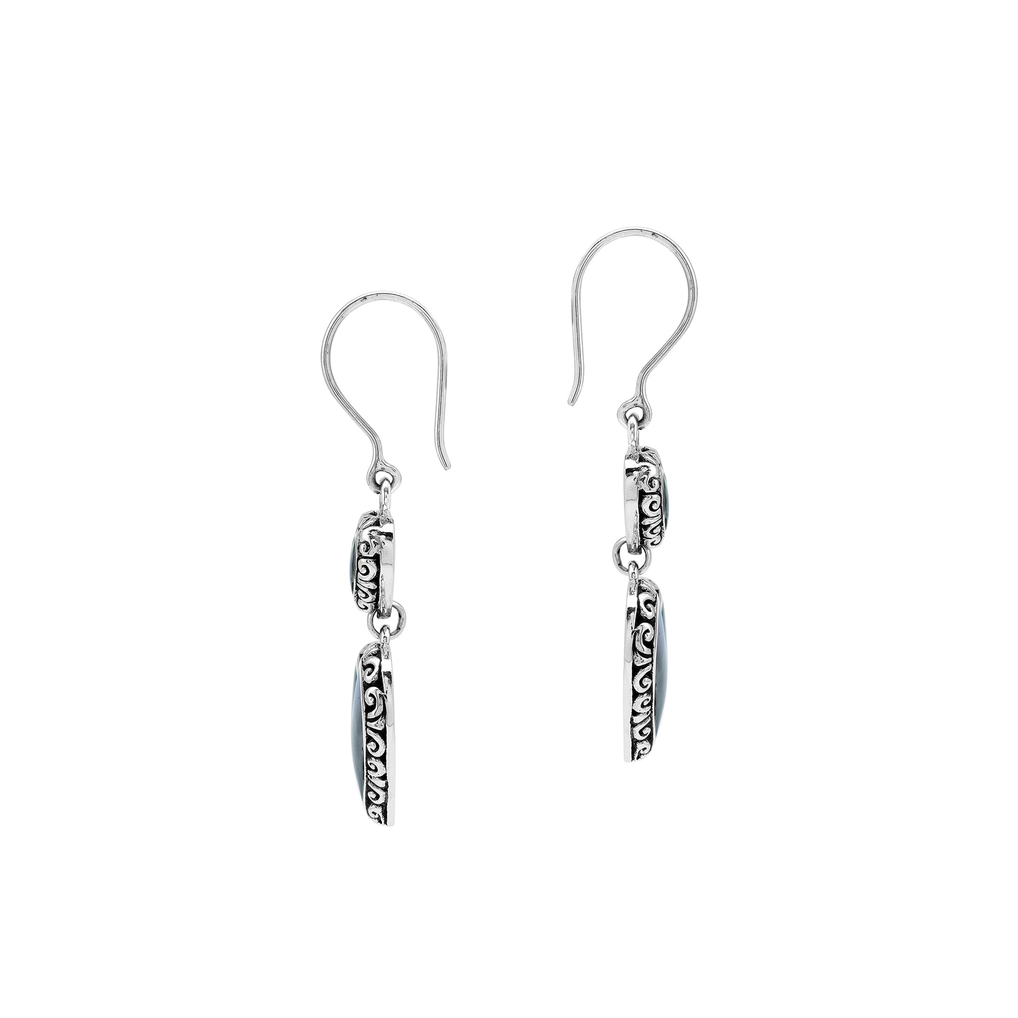 AE-7038-AB Sterling Silver Heart Shape Earring With Abalone Shell