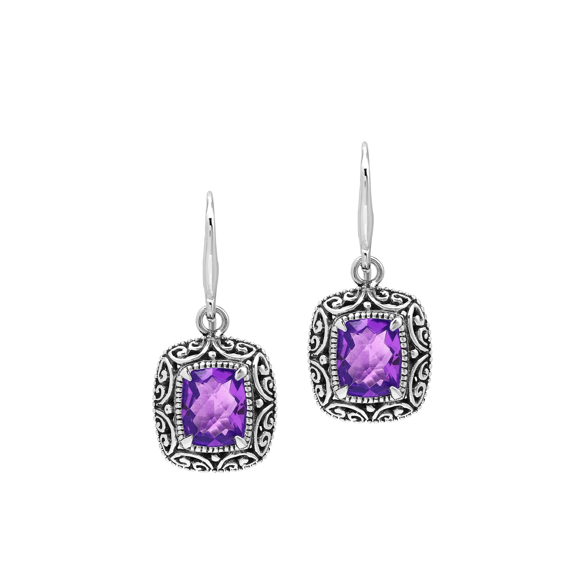 AE-8101-AM Sterling Silver Earring With Amethyst Q.
